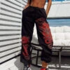 Gothic Grunge Double Red Dragon Print Pants EG0275