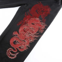 Gothic Grunge Double Red Dragon Print Pants EG0275 -EgrilDoll Fashion Outlet Store gothic grunge double red dragon print pants eg0275 532