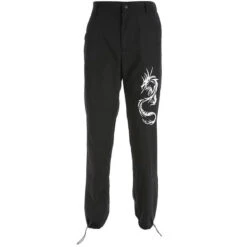 Gothic Grunge Dragon Embroidery Jogger Pants EG293 -EgrilDoll Fashion Outlet Store gothic grunge dragon embroidery jogger pants eg293 black s pant 546