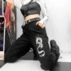 Gothic Grunge Dragon Embroidery Jogger Pants EG293