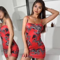 Gothic Grunge Dragon Print Red Bodycon Dress EG0284 19 Gothic Grunge Dragon Print Red Bodycon Dress EG0284 -EgrilDoll Fashion Outlet Store gothic grunge dragon print red bodycon dress eg0284 971