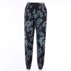 Gothic Grunge Dragon Print Trousers Pants EG389 -EgrilDoll Fashion Outlet Store gothic grunge dragon print trousers pants eg389 406