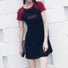 Gothic Grunge DREAD Black Red Raglan Mini Dress EG0289