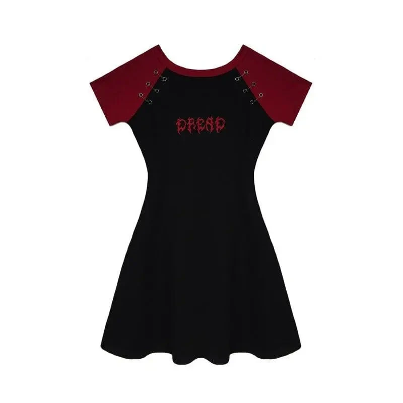 Gothic Grunge DREAD Black Red Raglan Mini Dress EG0289 5 Gothic Grunge DREAD Black Red Raglan Mini Dress EG0289 - Image 5