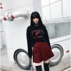 Gothic Grunge Eyelet Lace Up Pleated Mini Skirt EG1812505 -EgrilDoll Fashion Outlet Store gothic grunge eyelet lace up pleated mini skirt eg1812505 469