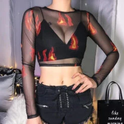 Gothic Grunge Flame Mesh Top EG258 9 Gothic Grunge Flame Mesh Top EG258 -EgrilDoll Fashion Outlet Store gothic grunge flame mesh top eg258 379
