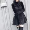 Gothic Grunge Gray Plaid Lace Up Sling Strap Dress EG471