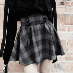 Gothic Grunge Harajuku Gray Plaid Mini Skirt EG12878 -EgrilDoll Fashion Outlet Store gothic grunge harajuku gray plaid mini skirt eg12878 421