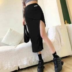 Gothic Grunge High Slit Irregular Bodycon Skirt EG231