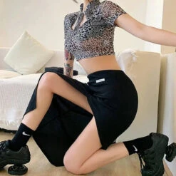 Gothic Grunge High Slit Irregular Bodycon Skirt EG231 -EgrilDoll Fashion Outlet Store gothic grunge high slit irregular bodycon skirt eg231 628