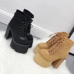 Gothic Grunge Lace Up Ankle Platform Boots EG313 -EgrilDoll Fashion Outlet Store gothic grunge lace up ankle platform boots eg313 128