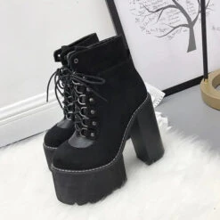 Gothic Grunge Lace Up Ankle Platform Boots EG313 -EgrilDoll Fashion Outlet Store gothic grunge lace up ankle platform boots eg313 black us 4eu 35 568