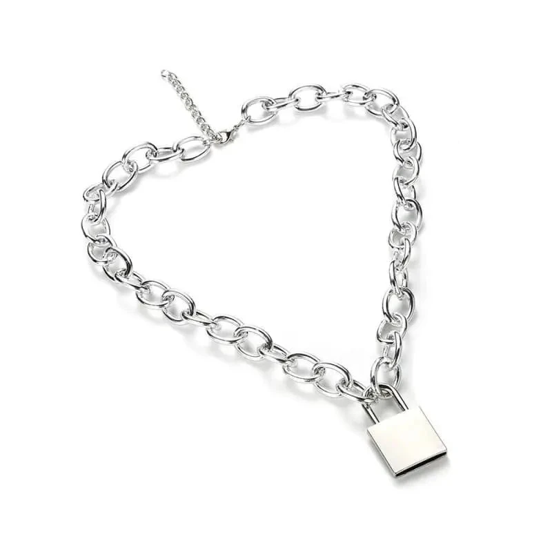 Gothic Grunge Large Padlock Chain Necklace EG0314 3 Gothic Grunge Large Padlock Chain Necklace EG0314 - Image 3