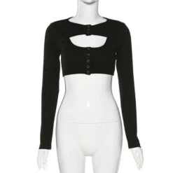 Gothic Grunge Long Sleeve Patchwork Tank Top EG0317 -EgrilDoll Fashion Outlet Store gothic grunge long sleeve patchwork tank top eg0317 423