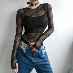 Gothic Grunge LOVE HATE Mesh Top EG0318 -EgrilDoll Fashion Outlet Store gothic grunge love hate mesh top eg0318 379