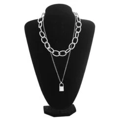 Gothic Grunge Padlock Chain Choker Necklace EG0327