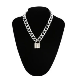 Gothic Grunge Padlock Thick Chain Necklace EG014 -EgrilDoll Fashion Outlet Store gothic grunge padlock thick chain necklace eg014 silver 266