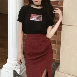 Gothic Grunge Plaid Asymmetrical Long Skirt EG265 -EgrilDoll Fashion Outlet Store gothic grunge plaid asymmetrical long skirt eg265 182
