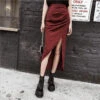 Gothic Grunge Plaid Asymmetrical Long Skirt EG265