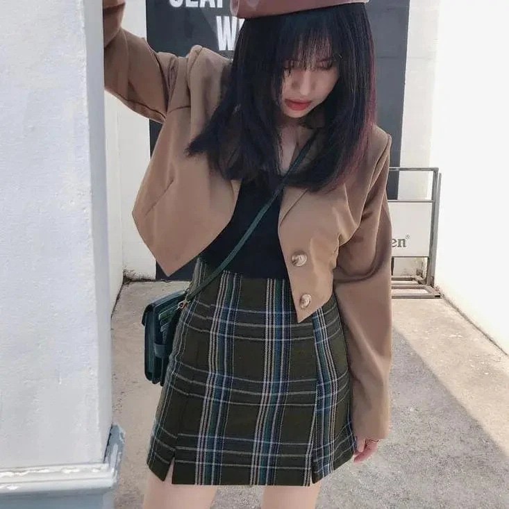 Gothic Grunge Plaid High Waist Mini Skirt (Available In Plus Size) EG268 4 Gothic Grunge Plaid High Waist Mini Skirt (Available In Plus Size) EG268 - Image 4