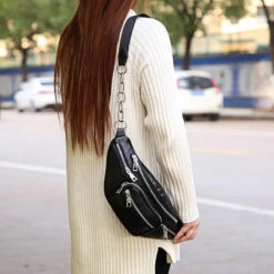Gothic Grunge PU Leather Chain Fanny Pack Waist Bag EG0336 -EgrilDoll Fashion Outlet Store gothic grunge pu leather chain fanny pack waist bag eg0336 796