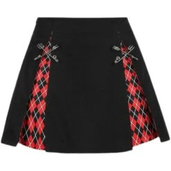Gothic Grunge Punk Split Plaid Patchwork Skirt EG253 -EgrilDoll Fashion Outlet Store gothic grunge punk split plaid patchwork skirt eg253 s no waistband 960