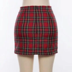 Gothic Grunge Red Black Plaid Pencil Mini Skirt EG0343 -EgrilDoll Fashion Outlet Store gothic grunge red black plaid pencil mini skirt eg0343 551