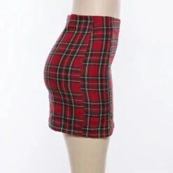 Gothic Grunge Red Black Plaid Pencil Mini Skirt EG0343 -EgrilDoll Fashion Outlet Store gothic grunge red black plaid pencil mini skirt eg0343 923