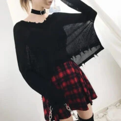 Gothic Grunge Red Black Plaid Skirt EG0344 -EgrilDoll Fashion Outlet Store gothic grunge red black plaid skirt eg0344 805