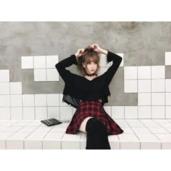 Gothic Grunge Red Black Plaid Skirt EG0344 -EgrilDoll Fashion Outlet Store gothic grunge red black plaid skirt eg0344 952