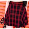 Gothic Grunge Red Black Plaid Skirt EG0344