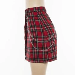 Gothic Grunge Red Plaid Chain Mini Skirt EG152 -EgrilDoll Fashion Outlet Store gothic grunge red plaid chain mini skirt eg152 168