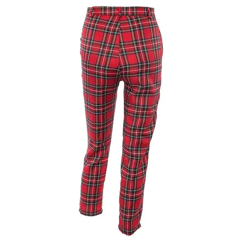 Gothic Grunge Red Plaid Pants EG0349 4 Gothic Grunge Red Plaid Pants EG0349 - Image 4