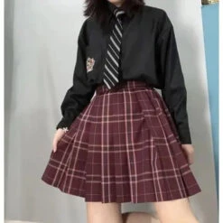 Gothic Grunge School Girl Plaid Pleated Mini Skirt (Available In Size M To 4XL) EG0355 -EgrilDoll Fashion Outlet Store gothic grunge school girl plaid pleated mini skirt available in size m to 4xl eg0355 407