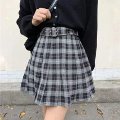 Gothic Grunge Schoolgirl Plaid Mini Skirt EG0356 -EgrilDoll Fashion Outlet Store gothic grunge schoolgirl plaid mini skirt eg0356 black xs 169