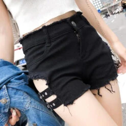 Gothic Grunge Sexy Side Strap Denim Shorts EG296