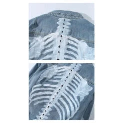 Gothic Grunge Skeleton Paint Denim Jacket EG0360 -EgrilDoll Fashion Outlet Store gothic grunge skeleton paint denim jacket eg0360 418