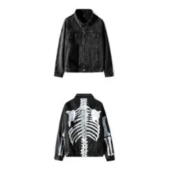 Gothic Grunge Skeleton Paint Denim Jacket EG0360 -EgrilDoll Fashion Outlet Store gothic grunge skeleton paint denim jacket eg0360 591