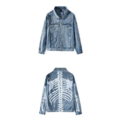 Gothic Grunge Skeleton Paint Denim Jacket EG0360 -EgrilDoll Fashion Outlet Store gothic grunge skeleton paint denim jacket eg0360 833