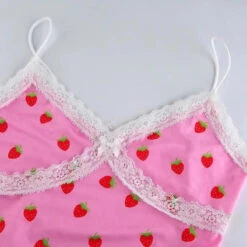 Gothic Grunge Strawberry Print Lace Bodycon Mini Dress EG0363 -EgrilDoll Fashion Outlet Store gothic grunge strawberry print lace bodycon mini dress eg0363 798