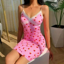 Gothic Grunge Strawberry Print Lace Bodycon Mini Dress EG0363 -EgrilDoll Fashion Outlet Store gothic grunge strawberry print lace bodycon mini dress eg0363 985