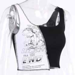 Gothic Grunge Two-Tone Black And White Tank Top EG322 -EgrilDoll Fashion Outlet Store gothic grunge two tone black and white tank top eg322 699