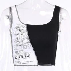 Gothic Grunge Two-Tone Black And White Tank Top EG322 -EgrilDoll Fashion Outlet Store gothic grunge two tone black and white tank top eg322 832