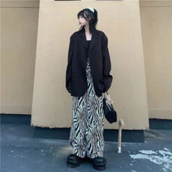 Gothic Grunge Zebra Stripes Pants (Available In 2 Colors) EG0377 -EgrilDoll Fashion Outlet Store gothic grunge zebra stripes pants available in 2 colors eg0377 144