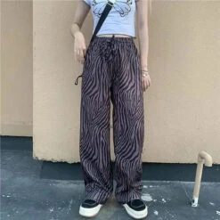 Gothic Grunge Zebra Stripes Pants (Available In 2 Colors) EG0377 -EgrilDoll Fashion Outlet Store gothic grunge zebra stripes pants available in 2 colors eg0377 brown s 631