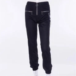 Gothic Grunge Zip Up Chain Jogger Pants EG14722 -EgrilDoll Fashion Outlet Store gothic grunge zip up chain jogger pants eg14722 pant 568
