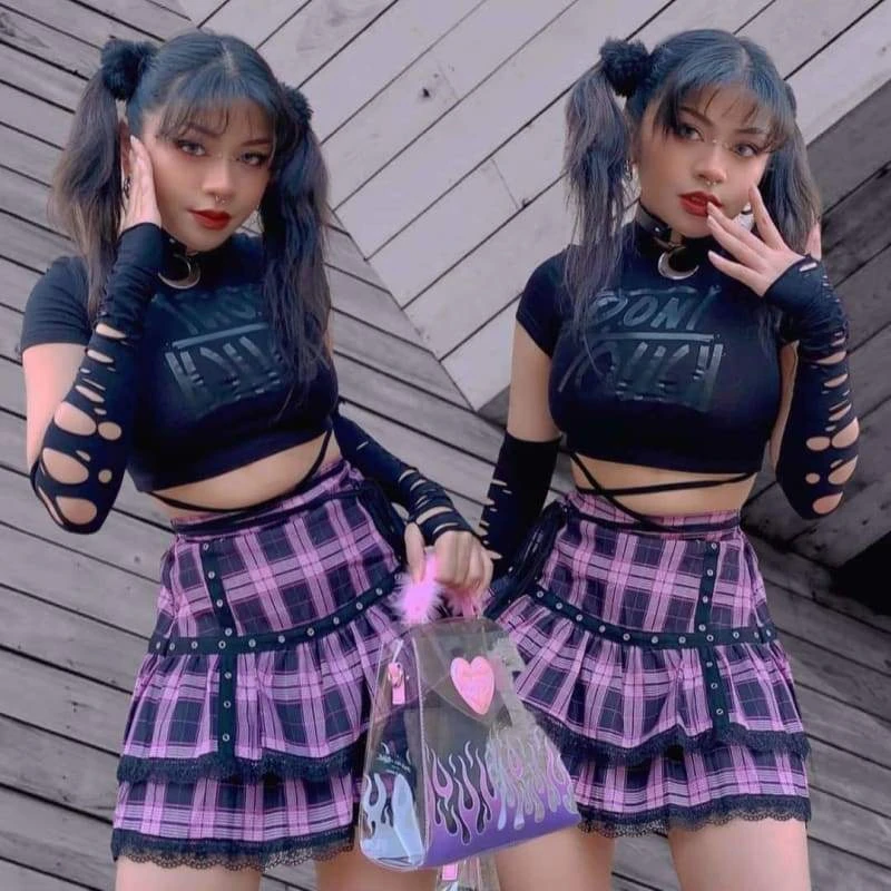 Gothic Harajuku Breaking Hearts Plaid Skirt EG16599 5 Gothic Harajuku Breaking Hearts Plaid Skirt EG16599 - Image 5