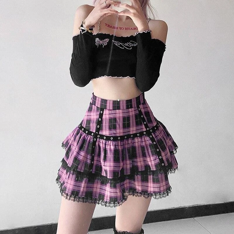 Gothic Harajuku Breaking Hearts Plaid Skirt EG16599 2 Gothic Harajuku Breaking Hearts Plaid Skirt EG16599 - Image 2