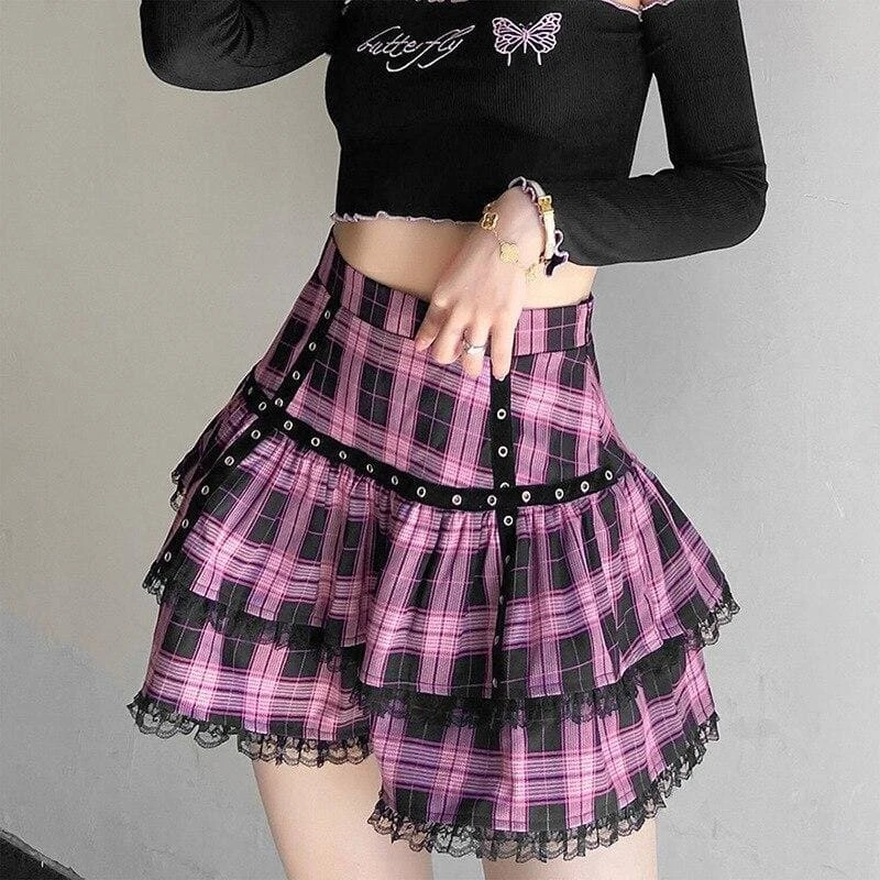 Gothic Harajuku Breaking Hearts Plaid Skirt EG16599 4 Gothic Harajuku Breaking Hearts Plaid Skirt EG16599 - Image 4