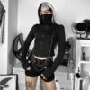 Gothic Harajuku Chained N Masked Zipper Top GA053